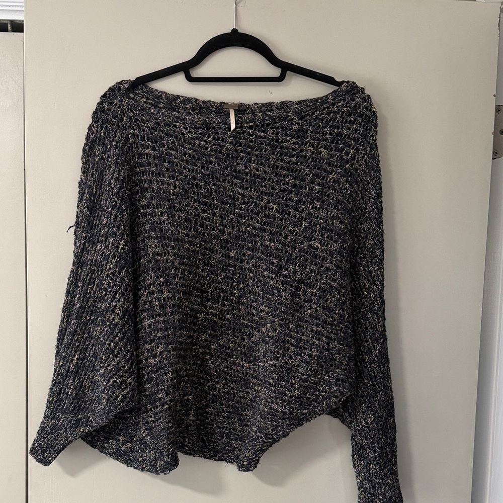 Free People Off-the-Shoulder Black and Cream Sweater
